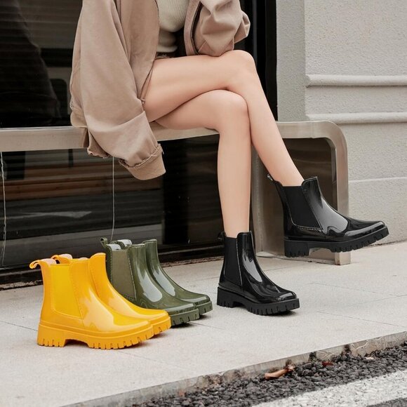 🆕 VC Women's Yellow Rubber Rain Boots Waterproof Non-Slip Garden Work Booties - Picture 7 of 7